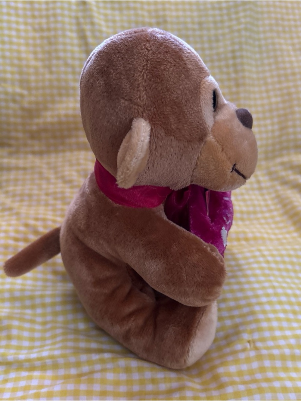 Plush Brown Monkey 'Hug Me' Stuffed Animal - Pink Heart Accessory pic frame - Picture 3 of 16